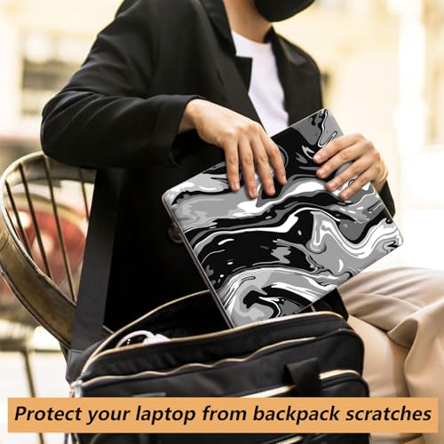 Laptop Skin Sticker for 12.1”-15.6“ Laptops (Fits 13”, 13.3”, 14”, 15”, 15.4”) | Protective Universal Reusable Vinyl Art Decal Cover | Waterproof & Scratch-Resistant-Black White Swirling Waves - color: Black White swirling Waves