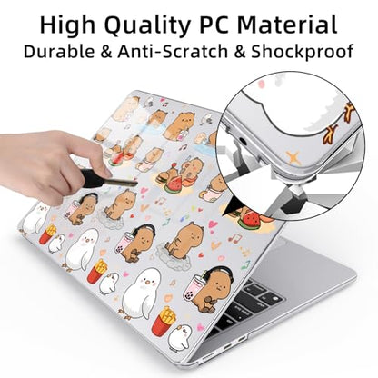 for MacBook Air 13.6 Inch Case M5/M4/M3/M2 2026-2022 Release A3449 A3240 A3113 A2681 Cute Capybara Kawaii Animal Design Crystal Clear Girly Case Laptop Protective Hard Shell Cover - color: Capybara