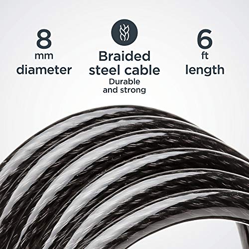 Schwinn Bike Cable Lock, Braided Steel | Security Level 1 | 6 Feet x 8mm | 2 Keys Included | Pack of 3 - size: 6 Foot/8mm Cable (Pack of 3)