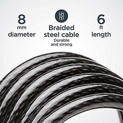 Schwinn Bike Cable Lock, Braided Steel | Security Level 1 | 6 Feet x 8mm | 2 Keys Included | Pack of 3 - size: 6 Foot/8mm Cable (Pack of 3)