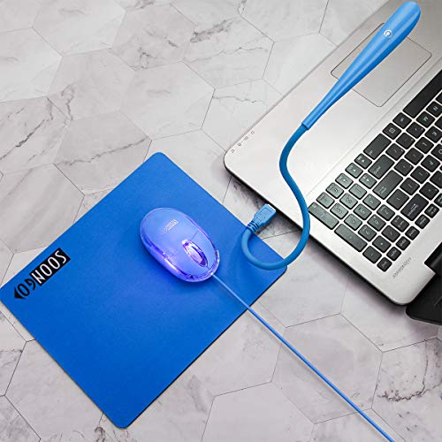 SOON GO Mini Mouse with Pad+USB LED Light 3 in 1 Gift Combo Kids Mice for Laptop Home Office Travel Blue - color: Light blue