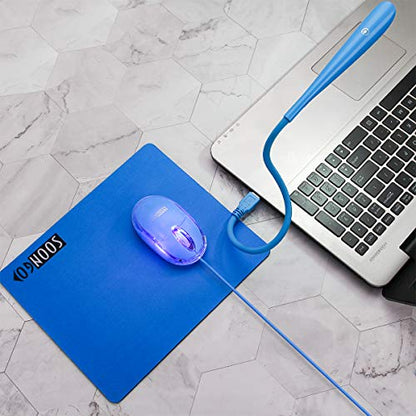 SOON GO Mini Mouse with Pad+USB LED Light 3 in 1 Gift Combo Kids Mice for Laptop Home Office Travel Blue - color: Light blue