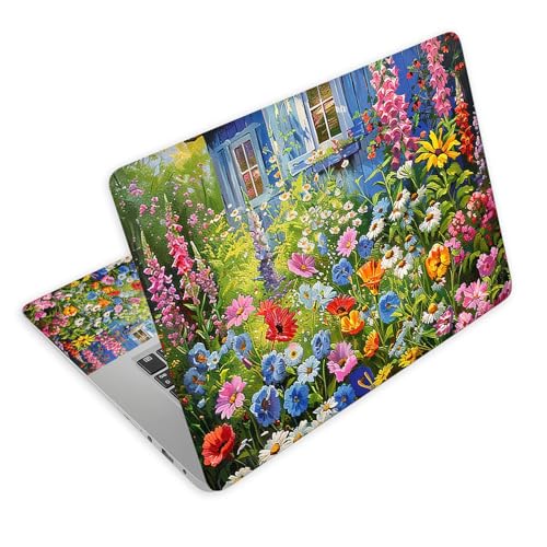 Universal Laptop Skin Decal, 3-Piece Vinyl Protector for 12 13 14 15.6" Notebook, Waterproof Anti-Scratch, Easy Trim & Bubble-Free Finish, Colorful Wildflowers - color: Colorful Wildflowers