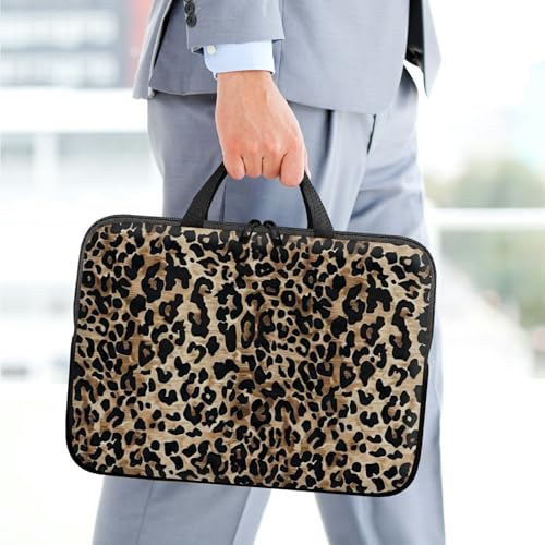 10 inch Laptop Sleeve with Laptop Skin Sticker Set – Slim Protective Case with Smooth Zipper, Lightweight Tablet & Notebook Sleeve for Travel & Daily Carry, Leopards - color: Leopards, size: 10 inch
