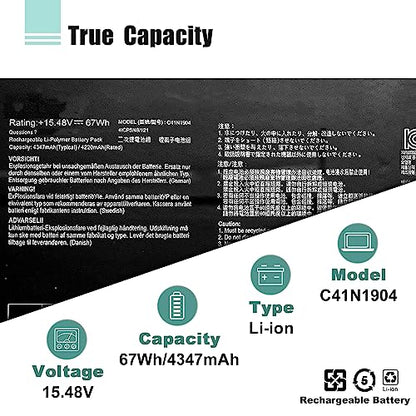C41N1904 C41N1904-1 Battery for ASUS ZenBook 14 UX425UA UM425IA UX425EA UX425JA 13 BX325JA UX325EA UX325JA UX325SA UM325SA UX363EA UX363JA S UX371 UX393 UX393EA UX371EA S14 S435 S435EA - size: 12.67*3.34*0.31inch C41N1904