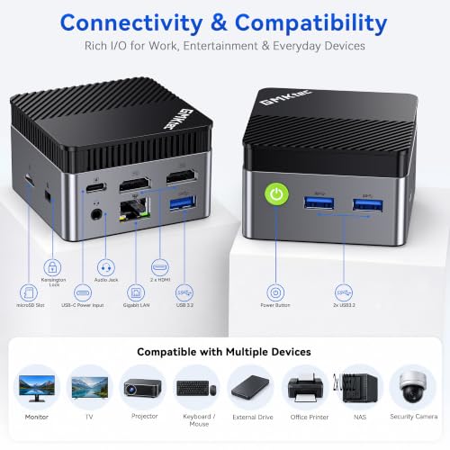 GMKtec G5S Mini PC Intel N5095 8GB LPDDR4 128GB SSD Desktop Computer | Portable Micro Pocket PC Size, Dual HDMI Ports, USB-C Power Supply, WiFi6/BT5.2, For Office Business Personal Use - size: N5095 8GB DDR4 + 128GB