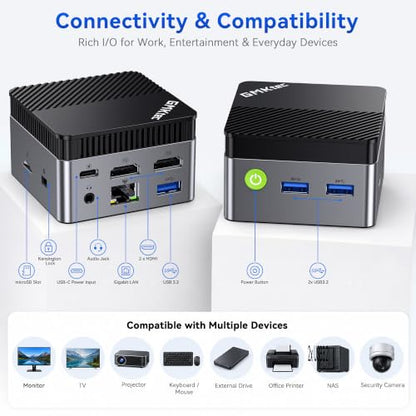 GMKtec G5S Mini PC Intel N5095 8GB LPDDR4 128GB SSD Desktop Computer | Portable Micro Pocket PC Size, Dual HDMI Ports, USB-C Power Supply, WiFi6/BT5.2, For Office Business Personal Use - size: N5095 8GB DDR4 + 128GB