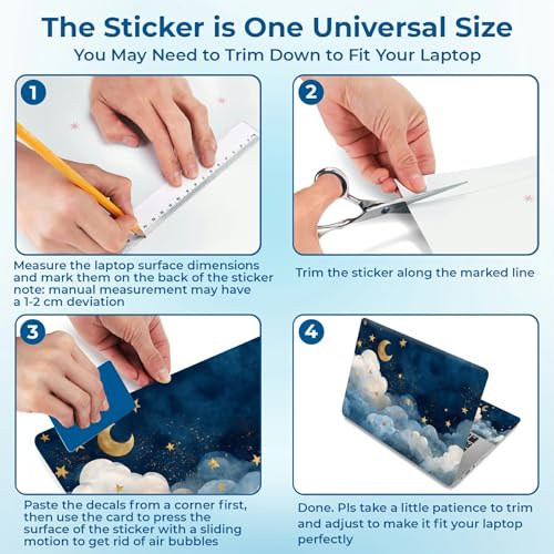 Reusable Universal Laptop Skin Sticker, Cut to Fit for 11.6–15.6 Inch Laptops, Waterproof Protective Film, No-Residue - Star Clouds - color: Star Clouds