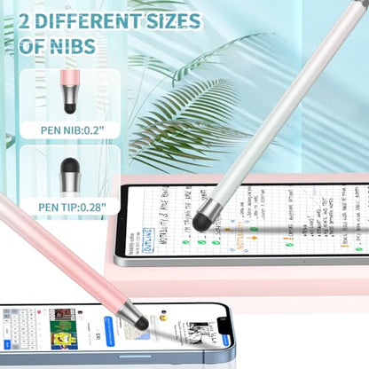 Stylus (8Pcs), 2 in 1 Stylus Pen for Touchscreen, High Precision and Sensitivity Double Rubber Tips, Compatible with iPad/iPhone/Samsung/Android Tablets and Other Capacitive Touch Screen (Black) - color: Black