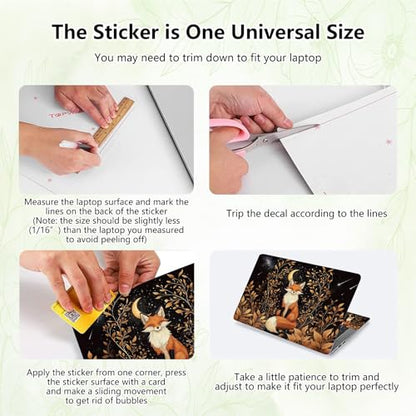 Laptop Skin Sticker Decal, Universal Reusable Vinyl Laptop Cover for 12" 13" 13.3" 14" 15" 15.4" 15.6" Notebook PC, Waterproof Scratch-Resistant with 2 Wrist Pads, Easy to Apply & Remove,Cute Fox - color: Cute Fox