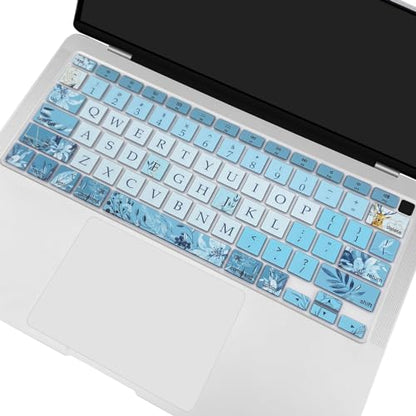 Silicone Keyboard Cover for MacBook Air 13 inch 2021 2020 Model A2179 A2337 M1 Chip, Gray Blue Flowers - color: Gray Blue Flowers