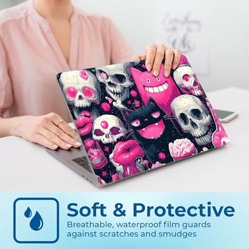 Reusable Universal Laptop Skin Sticker, Cut to Fit for 11.6–15.6 Inch Laptops, Waterproof Protective Film, No-Residue - Candy Color Skull Monster - color: Candy Color Skull Monster