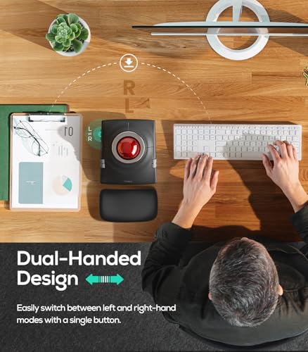 Nulea Wireless Trackball Mouse Ergonomic 55mm Large Ball Ambidextrous | Rechargeable mouse with free spin scroll wheel,quiet clicks,Bluetooth USB connection,smooth tracking,PC Mac compatible