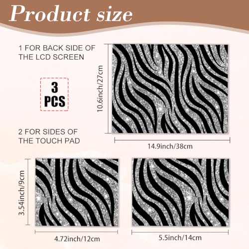 PLIGREAT 15 Inches Laptop Decal Sticker Skin Cover, Sparkling Tiger Stripe Laptop Sticker Decals Fits 12" to 15" Laptops Universal Waterproof Removable, Black Silver - color: Black Silver