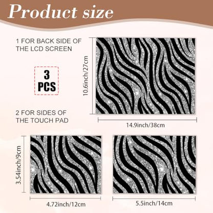 PLIGREAT 15 Inches Laptop Decal Sticker Skin Cover, Sparkling Tiger Stripe Laptop Sticker Decals Fits 12" to 15" Laptops Universal Waterproof Removable, Black Silver - color: Black Silver