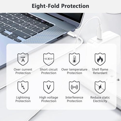 JEIBAO Mac Book Pro/Air Charger - 100W USB C Fast Charger Compatible with MacBook Pro/Air, M1 M2 M3 M4 M5, ipad Pro and All USB-C Laptops and Phones, 6.6ft Charger Cable - color: White