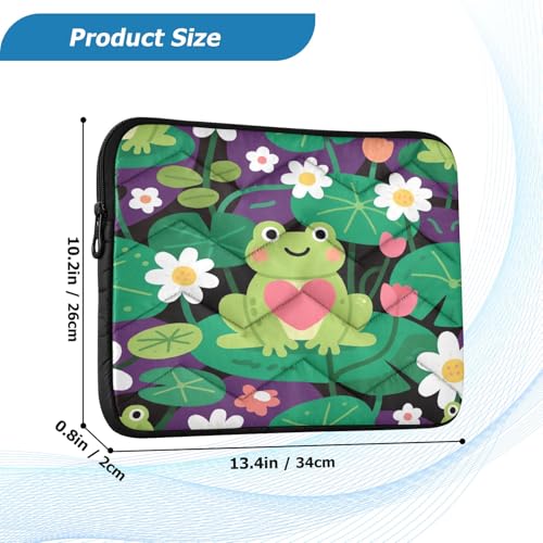 Frog Purple Green Padded Laptop Sleeve Case 13 Inch Soft Quilted Laptop Bag Waterproof Computer Sleeves - color: frog purple green, size: Medium
