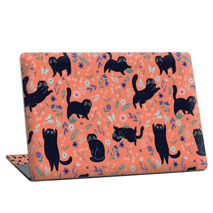 Universal Laptop Skin Sticker with 2 Wrist Pad Skins, Waterproof Scratch Resistant Vinyl Laptop Cover Decal, Cut to Fit for 11–15.6 Inch MacBook HP Dell Lenovo, Cat Pink Flowers - color: Cat Pink Flowers