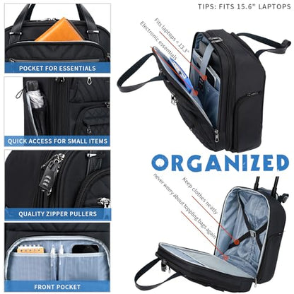 KROSER Carry On Underseat Multi-functional, 16-inch Underseater Lightweight Overnight Suitcase for Men Women, Black - color: Black