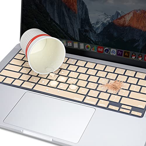 MOSISO Keyboard Cover Skin Compatible with MacBook Air 15 inch M3 M2 | A3114 A2941/Air 13.6 A3113 A2681/Pro 14/16 M4 M3 M2 M1, Apricot - color: Apricot