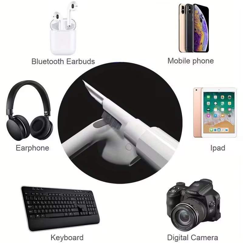 Electronic Cleaning Pen for Earbuds & Keyboards - Portable Precision Cleaning Kit for Earphone, Airpod, Laptop, Tablet, Phone, Computer, Switch & Camera Lens (White)