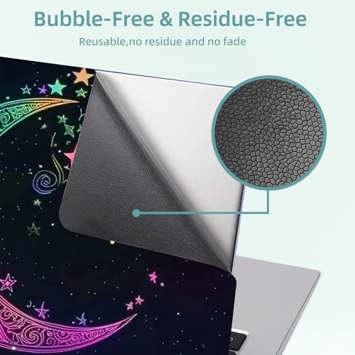Universal Laptop Skin Decal, 3-Piece Vinyl Protector for 12 13 14 15.6" Notebook, Waterproof Anti-Scratch, Easy Trim & Bubble-Free Finish, Rainbow Moon with Stars - color: Rainbow Moon with Stars