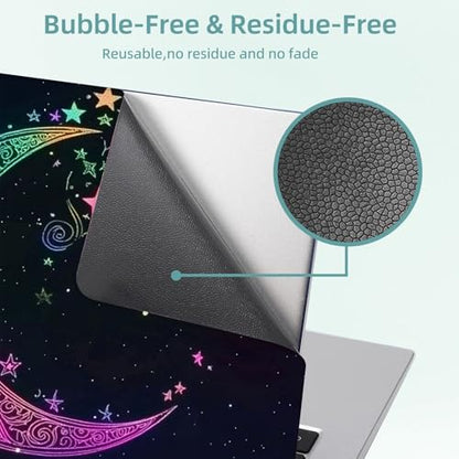 Universal Laptop Skin Decal, 3-Piece Vinyl Protector for 12 13 14 15.6" Notebook, Waterproof Anti-Scratch, Easy Trim & Bubble-Free Finish, Rainbow Moon with Stars - color: Rainbow Moon with Stars