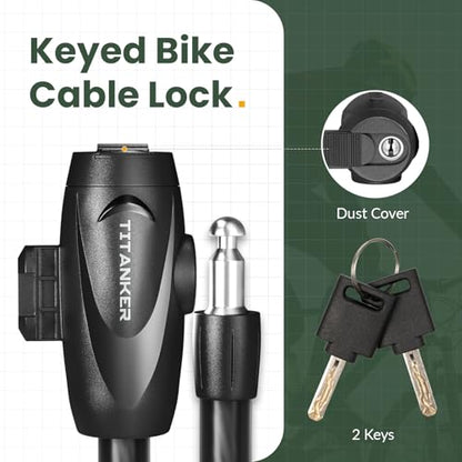 Titanker Bike Lock, 1/2 Inch Thick Bike Lock Cable Coiled Secure Bicycle Lock with Keys Scooter Lock Bike Locks Heavy Duty Anti Theft Bike Cable Lock with Mounting Bracket (4Feet, 6 Feet) - style: Matte Black-4Feet