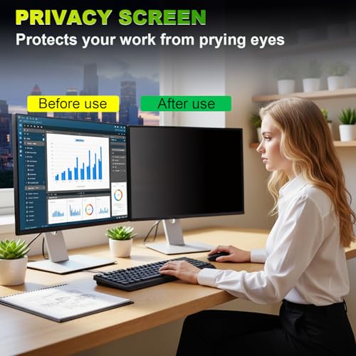 5 Pack Privacy Screen for 21.5 Inch 16:9 (47.7x26.8cm) computer Monitor | Blue Light Filter & Anti-Glare, Removable Screen Privacy Shield | PC Protector Film for flat and curved screens - color: 21.5 Inch - 16:09 Aspect Ratio, style: 5 Pack