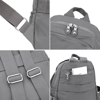 Tanweibago Mini Nylon Women Backpacks,11L Small Ladies backpacks Casual Lightweight Women Shopping Travel Daypack (Gray) - color: Light Gray