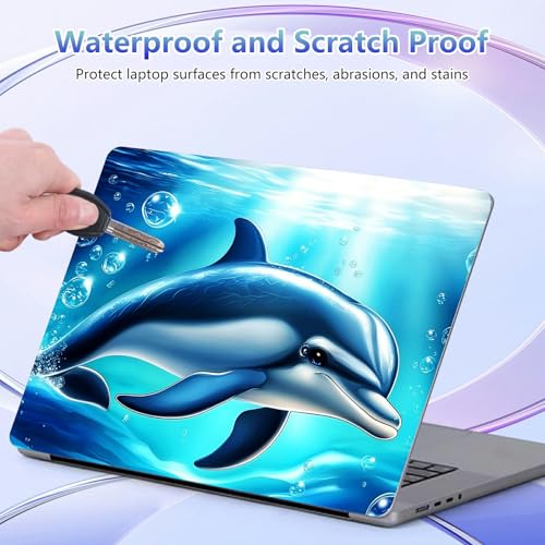 Laptop Skin Sticker Decal Cover,Cute Dolphin | DIGTIALL Universal Laptop Skin Sticker, Waterproof Removable Notebook Decal Protector Cover for 12 13 14 15 Inch Laptops - color: Cute Dolphin