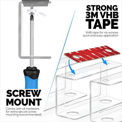 BRAINWAVZ Transparent Under Desk Laptop Holder Mount with Adhesive & Screw in, Devices Upto 1.8" Thick for Laptops, Macbooks, Surface, Cable Box, Routers, Keyboard, Modems, Network Switch & More - color: Transparent