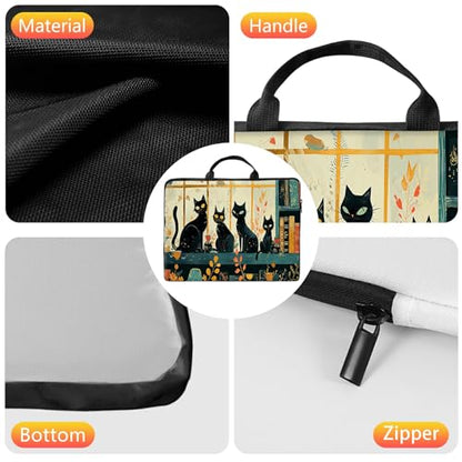 10 inch Laptop Sleeve with Laptop Skin Sticker Set – Slim Protective Case with Smooth Zipper, Lightweight Tablet & Notebook Sleeve for Travel & Daily Carry, Black Cats - color: Black Cats, size: 10 inch