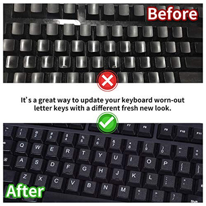 English Keyboard Stickers, 2 Pack Replacement Keyboard Letters Sticker with White Font on Black Background Universal for Computer Laptop Desktop, Matte Alphabet Stickers - color: English