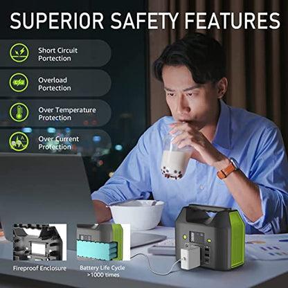 EnginStar 155Wh Power Bank 150Wh Portable Power Station 110v Battery Pack 6 Outputs with AC Outlet LED Light for Outdoor Camping Road Trip Emergency - color: Grey