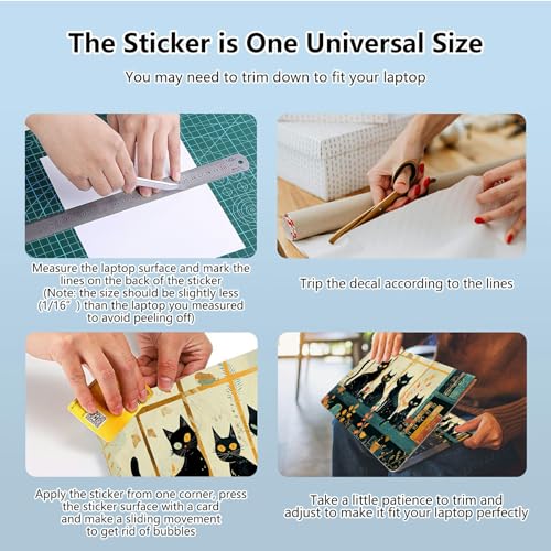 Universal Laptop Skin Sticker with 2 Wrist Pad Skins, Waterproof Scratch Resistant Vinyl Laptop Cover Decal, Cut to Fit for 11–15.6 Inch MacBook HP Dell Lenovo, Black Cats - color: Black Cats