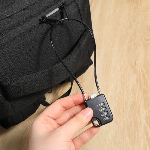 2 PCS Compact Design Resettable 4-Digit Combination Padlock with 12 Inches Long Cable, Small Cable Locks with Combination Durable Stainless Steel Cables Combo Lock Multipurpose Lock for Suitcase, Gym