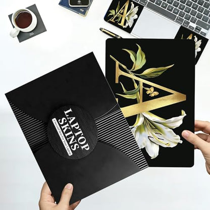 Universal Laptop Skin Sticker with 2 Wrist Pad Decals, 3-Piece Removable Vinyl Laptop Cover, Letter A Waterproof Anti-Scratch, Easy-Trim Fit for 13.3" 14" 15.6" Laptops - color: Letter A