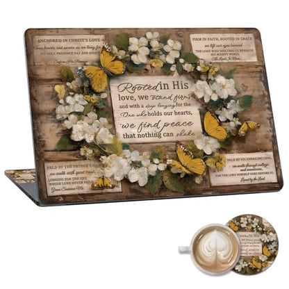 Laptop Skin Sticker Decal 15.6 Inch,12 13 13.3 14 15 15.6 in Laptop Netbook Skins for Notebook,Art Decal Removable Waterproof Scratch Resistant,Universal Vinyl Cover,Floral Bible Test - color: Floral Bible Test