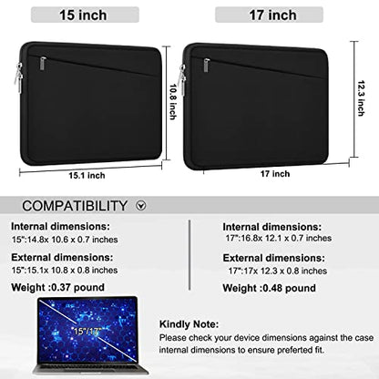 Laptop Sleeve Case 17 inch, Durable Computer Carrying Bag with Front Pocket | Laptop Case, Computer Sleeve Handbag with Front Pocket, Laptop Cover for 15-16 Inch HP, Dell, Lenovo, Asus, Notebook, Black - color: Black, size: 17 Inch