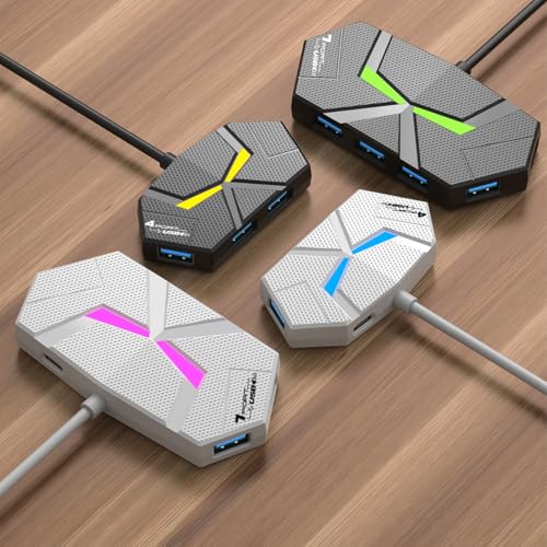 USB 3.0 Hub, 4-Port USB Hub, USB Splitter, USB Extender with Power Port for Laptop, PC, Xbox, Gamepad,Flash Drive, HDD, Console, Printer, Camera,Keyborad, Mouse,USB Fan - style: 4-port USB C