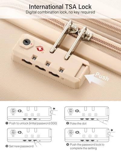 Hanke 20 Inch Expandable Carry On Luggage, Hard Shell with Side Hook | PC Hard Shell, Overhead Bin, Expandable Up to 15%, 8 Spinner Wheels, TSA Lock, Lightweight, Weekend Getaway - color: Cuba Sand, size: 20 Inch EXT