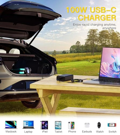 100W Car Charger - Laptop Car Charger USB C for Dell Latitude/Dell Precision/Dell XPS, MacBook Pro/Air, HP Spectre/Elitebook, Lenovo Thinkpad/Yoga/IdeaPad, Samsung Acer Asus Steam Deck | for Dell Latitude Precision XPS, MacBook Pro/Air, HP Spectre/Elitebo