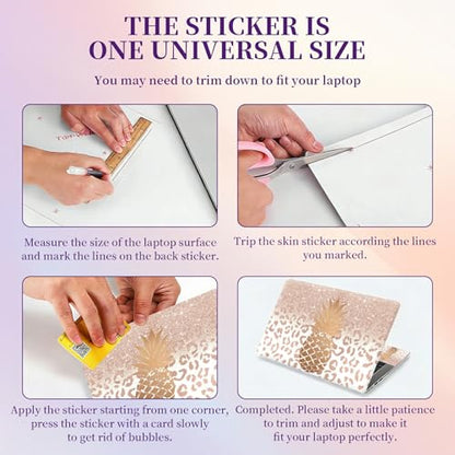 Laptop Skin Sticker Laptop Cover for 12" 13" 13.3" 14" Laptop Stickers,Reusable Skin Sticker Cover Personalized Art Waterproof & Scratch-Resistant Protector Case,Rose Gold Marble Pineapple - color: Rose Gold Marble Pineapple