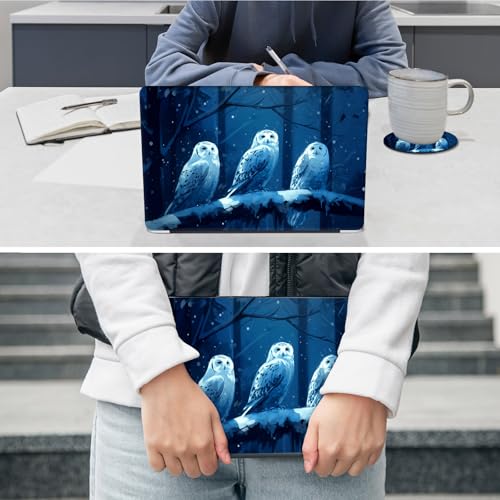 Laptop Skin Sticker Decal 12"-15.6" Universal Laptop/Notebook/Netbook Vinyl - Waterproof Scratch Resistant,Fits HP Dell Lenovo MacBook,2 Free Wrist Pads,Easy Apply & Remove,Cute Cartoon Owl - color: Cute Cartoon Owl
