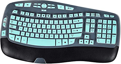 Keyboard Cover for Logitech K350 MK570 MK550 Keyboard Cover for Logitech K350 MK550 MK570 Wireless Wave Keyboards Covers Skin Protector Accessories, Mint Green - color: Mint Green