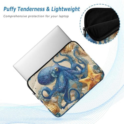 Starfish Octopus Laptop Sleeve 15 16 Inch Puffy Quilted Carrying Case Protective Computer Bag Waterproof Laptops Sleeve for Women Men - color: Starfish Octopus, size: Large