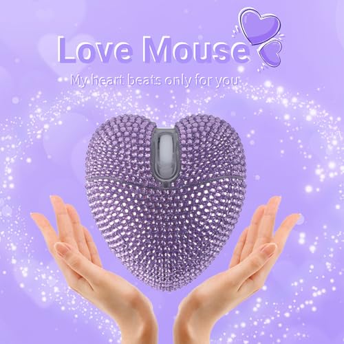 elec Space Wireless Bluetooth Mouse, Silent and Stylish Heart-Shaped Mouse for Laptop, PC - 10m Range (Purple) - color: Purple