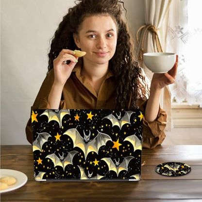 Laptop Skin Sticker Decal 15.6 Inch,12 13 13.3 14 15 15.6 in Laptop Netbook Skins for Notebook,Art Decal Removable Waterproof Scratch Resistant,Universal Vinyl Cover,Black Golden Bat - color: Black Golden Bat