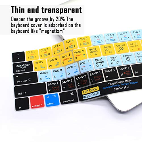 English Silicone Serato Scratch LIVE Shortcuts Hotkey Keyboard Cover Skin for MacBook Pro with Touch Bar 13-inch 15-inch(Model A2159,A1989,A1990,A1706,A1707) (2019-2016)USA Layout Protective Skin - color: Serato Scratch LIVE